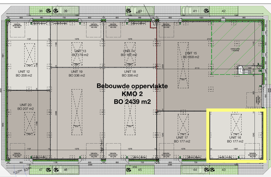 In dit nieuwbouwproject in industriezone 'De Vloeiende' te Kapellen bieden wij deze KMO-unit te huur aan. Het project is zeer centraal gelegen in de regio Kapellen/Ekeren/Brasschaat en biedt een vlotte verbinding met de Antwerpse Haven.

Deze hoekunit hee